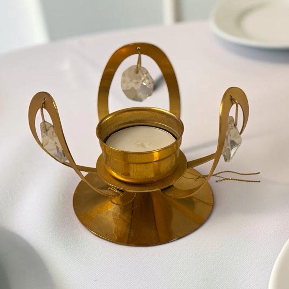 Vintage Mascot 24K Gold Plated Austrian Crystal Candle Holder NEW 4008/67